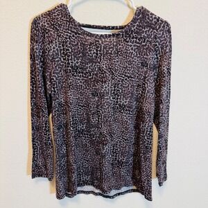 Vogo Long Sleeve Top S Animal Print Open Back Casual Blouse‎ Womens